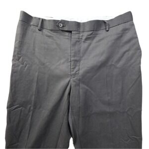 Tommy Hilfiger Dress Pants Mens 43W Black 100% Wool‎ Flat Front Slacks GOK0058